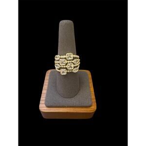 Gold Ring with Clear Crystals